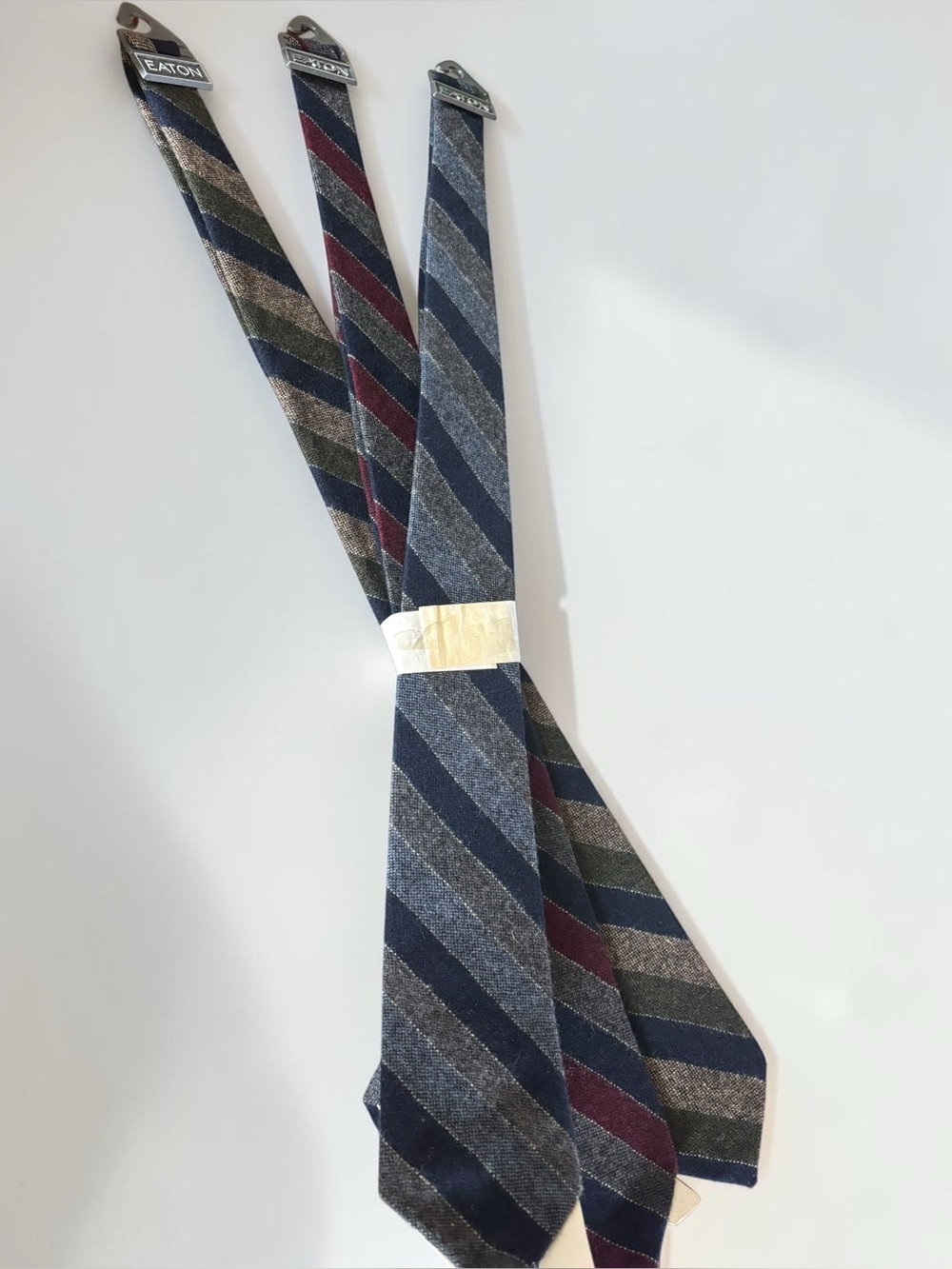 Vintage Eaton 100% Lambswool Ties NOS Set of 3 Striped Neckties